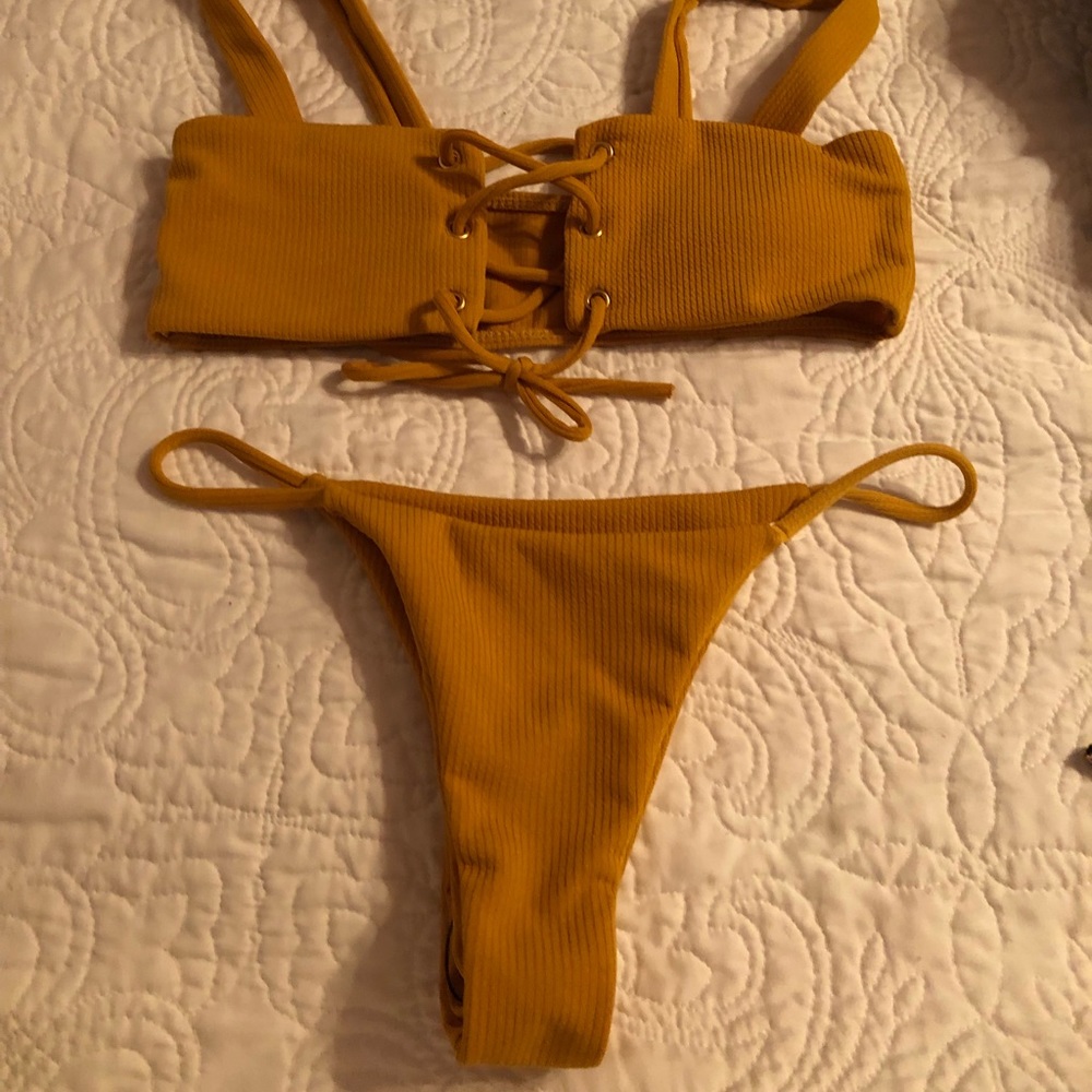 BRAND NEW mustard bathing suit set